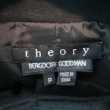 Theory Jacket Loris Craze Black Stretch Knit Size Petite Pleated-Back Coat