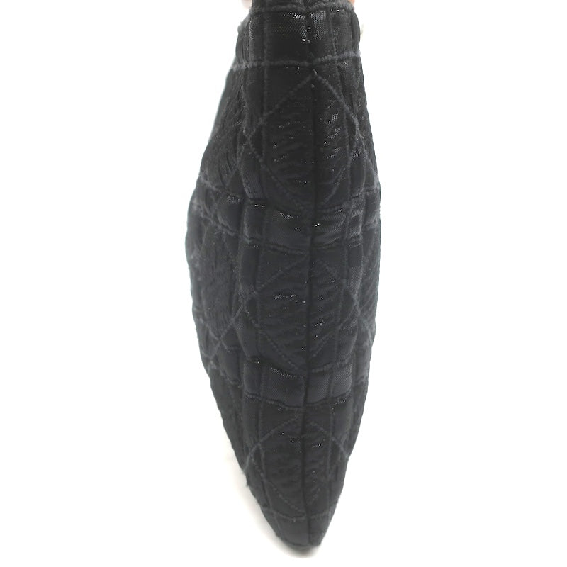 Christian Dior Panarea Cannage Quilted Metallic Fabric Clutch Bag Black