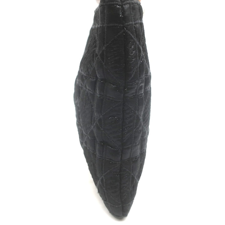 Christian Dior Panarea Cannage Quilted Metallic Fabric Clutch Bag Black