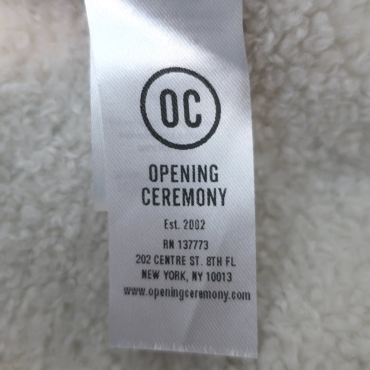 Opening Ceremony Shearling-Trim Varsity Jacket Black Faux Patent Size Small
