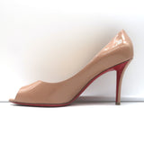 Christian Louboutin You You 85 Peep Toe Pumps Nude Patent Leather Size 41.5