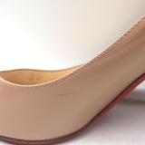 Christian Louboutin You You 85 Peep Toe Pumps Nude Patent Leather Size 41.5