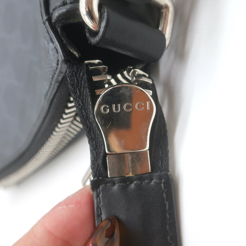 Gucci GG Supreme Small Web-Strap Messenger Bag Black Canvas &amp; Leather