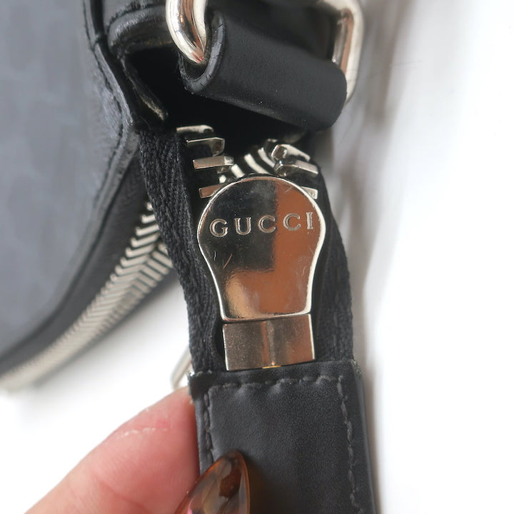 Gucci GG Supreme Small Web-Strap Messenger Bag Black Canvas &amp; Leather