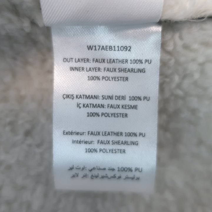 Opening Ceremony Shearling-Trim Varsity Jacket Black Faux Patent Size Small