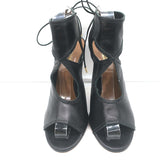 Aquazzura Sexy Thing Cutout Booties Black Leather Size 39 Open Toe Heels