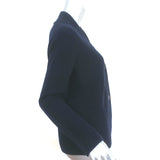 Vince Raised Collar Cardigan Navy Ribbed Wool-Cashmere Size Small V-Neck Sweater