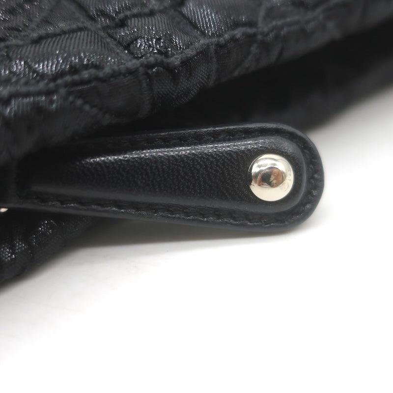 Christian Dior Panarea Cannage Quilted Metallic Fabric Clutch Bag Black