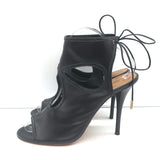 Aquazzura Sexy Thing Cutout Booties Black Leather Size 39 Open Toe Heels