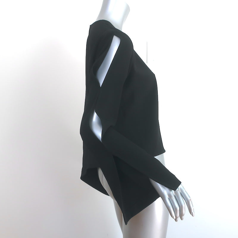 IRO Awefa Asymmetric Blouse Black Cutout Crepe Size 38 Long Sleeve Top NEW