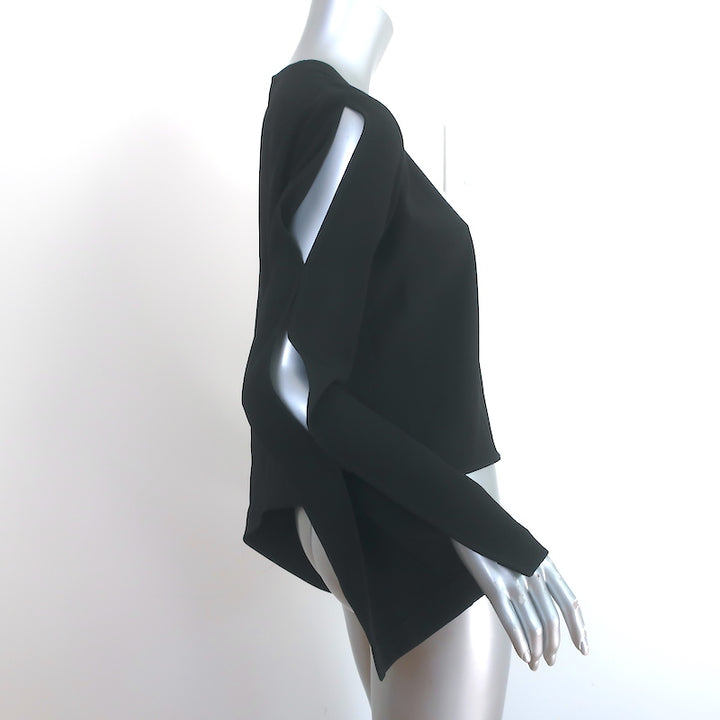 IRO Awefa Asymmetric Blouse Black Cutout Crepe Size 38 Long Sleeve Top NEW