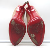 Christian Louboutin You You 85 Peep Toe Pumps Nude Patent Leather Size 41.5