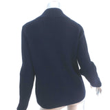 Vince Raised Collar Cardigan Navy Ribbed Wool-Cashmere Size Small V-Neck Sweater