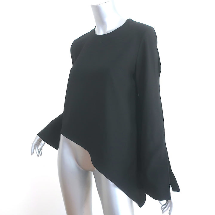 IRO Awefa Asymmetric Blouse Black Cutout Crepe Size 38 Long Sleeve Top NEW