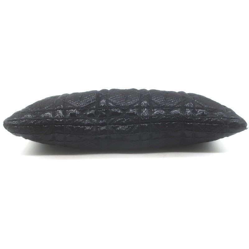 Christian Dior Panarea Cannage Quilted Metallic Fabric Clutch Bag Black