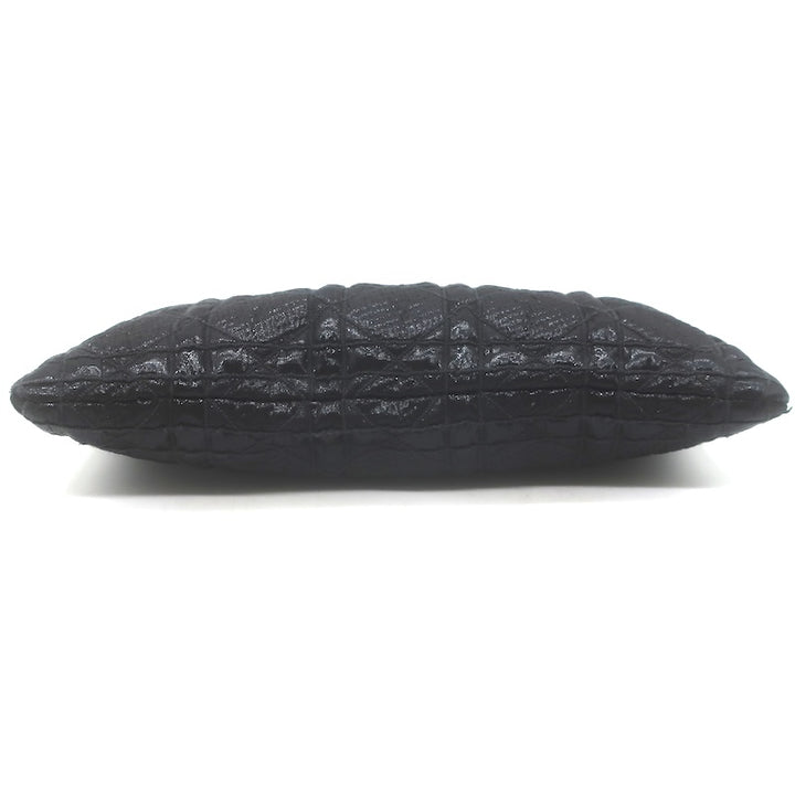 Christian Dior Panarea Cannage Quilted Metallic Fabric Clutch Bag Black
