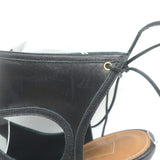 Aquazzura Sexy Thing Cutout Booties Black Leather Size 39 Open Toe Heels
