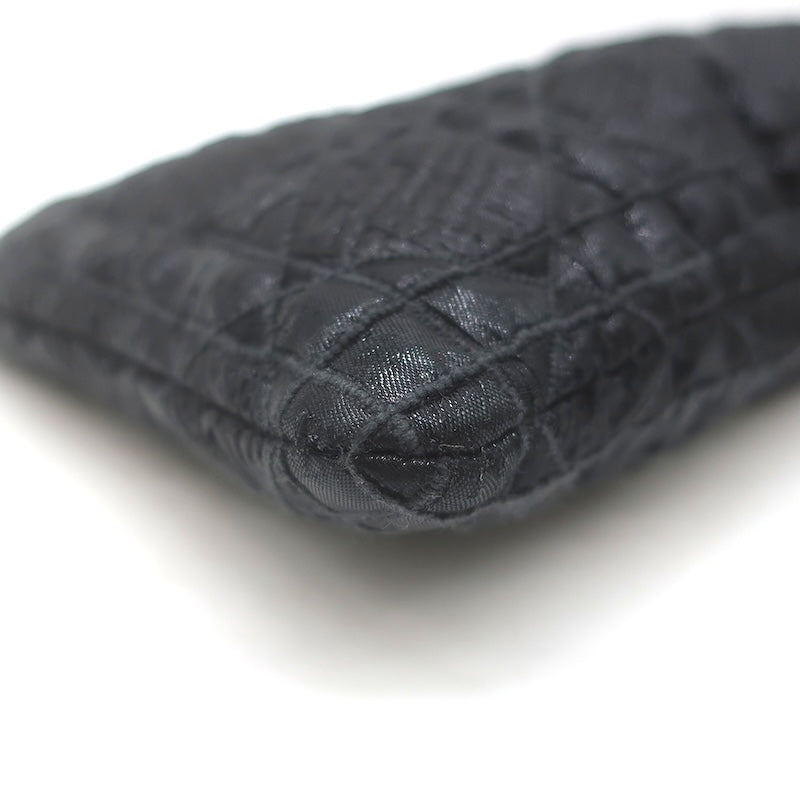 Christian Dior Panarea Cannage Quilted Metallic Fabric Clutch Bag Black