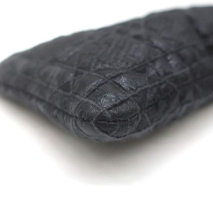 Christian Dior Panarea Cannage Quilted Metallic Fabric Clutch Bag Black