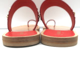 Chanel 19C CC Chain Toe-Strap Flat Slide Sandals Red Leather Size 37.5