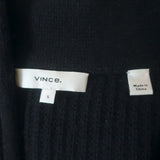 Vince Raised Collar Cardigan Navy Ribbed Wool-Cashmere Size Small V-Neck Sweater