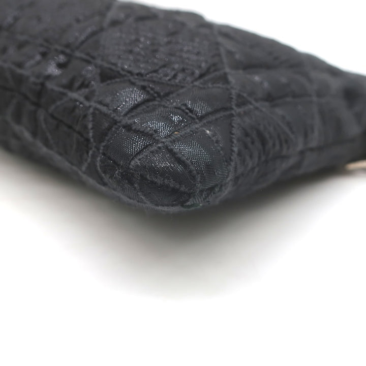 Christian Dior Panarea Cannage Quilted Metallic Fabric Clutch Bag Black