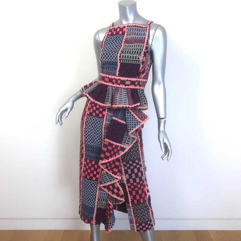 Ulla Johnson Handmade Valory Patchwork Ruffled Midi Dress Ametrine Size 0 NEW