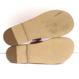 Chanel 19C CC Chain Toe-Strap Flat Slide Sandals Red Leather Size 37.5