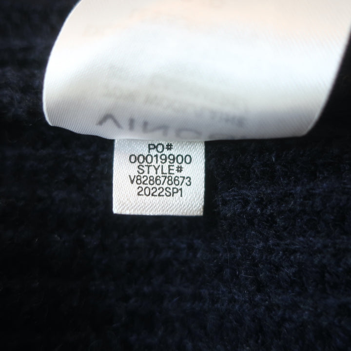 Vince Raised Collar Cardigan Navy Ribbed Wool-Cashmere Size Small V-Neck Sweater