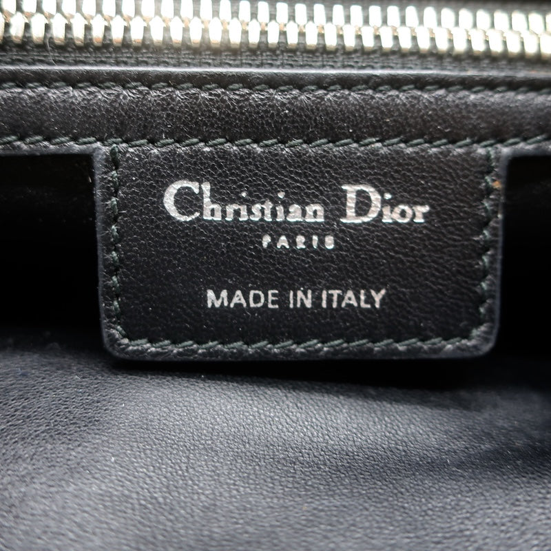 Christian Dior Panarea Cannage Quilted Metallic Fabric Clutch Bag Black