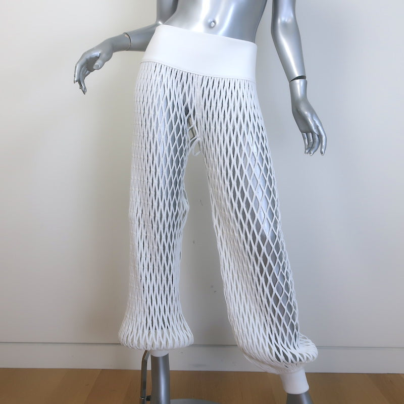 Alaia Macrame Fishnet Knit Turtleneck Top &amp; Balloon Pant Set White Size 36