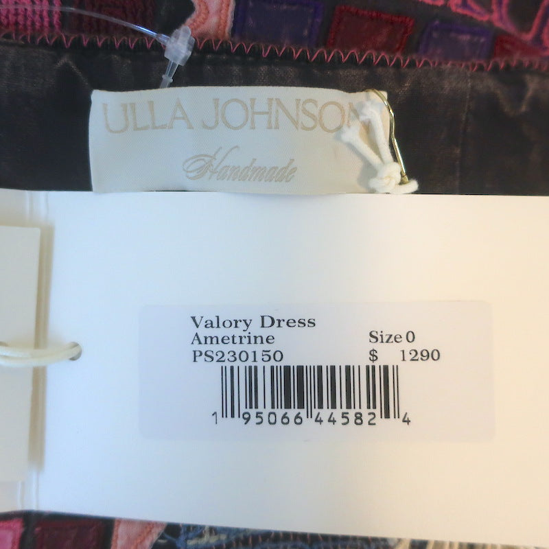 Ulla Johnson Handmade Valory Patchwork Ruffled Midi Dress Ametrine Size 0 NEW