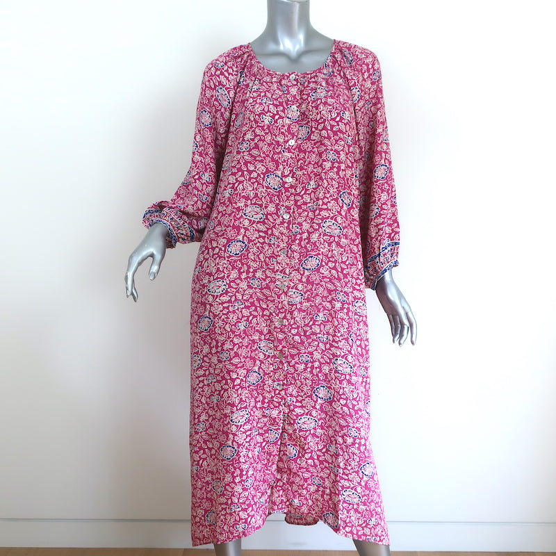 Natalie Martin Midi Dress Alex Pink Floral Print Silk Size Extra Small
