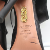 Aquazzura Sexy Thing Cutout Booties Black Leather Size 39 Open Toe Heels