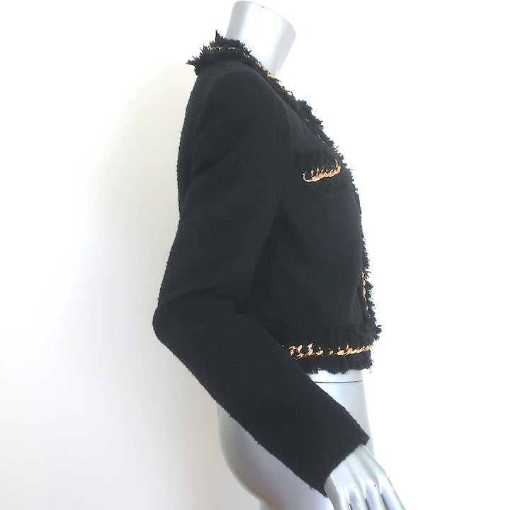 Versace Chain-Trimmed Tweed Jacket Black Cotton Size 44 NEW