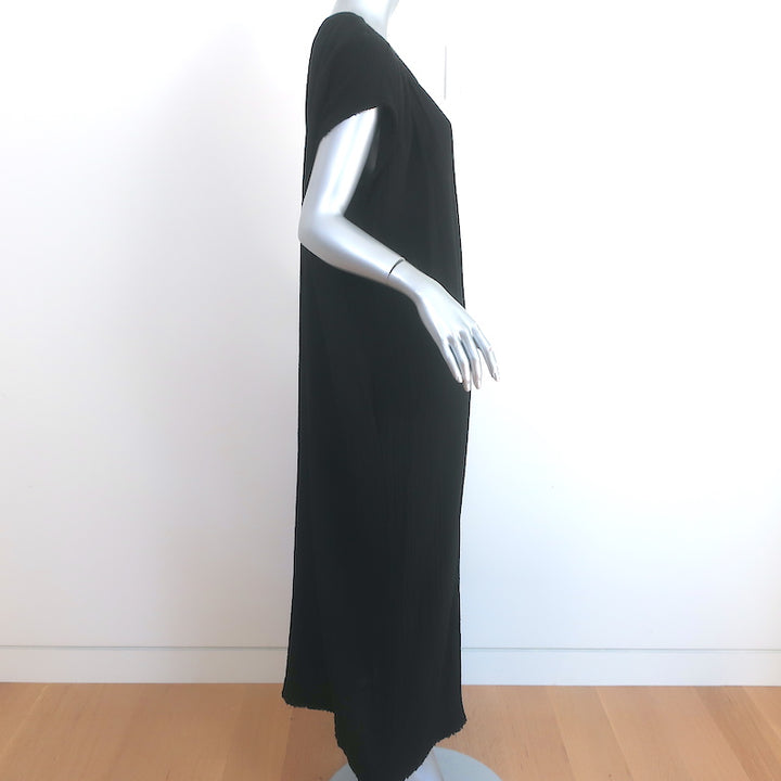 9seed Moonstone Caftan Black Cotton Gauze One Size Short Sleeve Maxi Dress