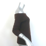 Ralph Lauren Cashmere Cable Knit Off the Shoulder Sweater Dark Brown Size Medium