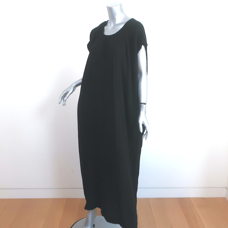 9seed Moonstone Caftan Black Cotton Gauze One Size Short Sleeve Maxi Dress