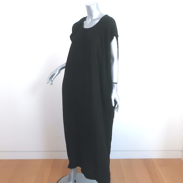 9seed Moonstone Caftan Black Cotton Gauze One Size Short Sleeve Maxi Dress
