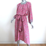 Natalie Martin Midi Dress Alex Pink Floral Print Silk Size Extra Small