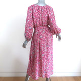 Natalie Martin Midi Dress Alex Pink Floral Print Silk Size Extra Small