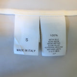 Brunello Cucinelli Monili-Trim Pussy Bow Short Sleeve Top Cream Silk Size Small