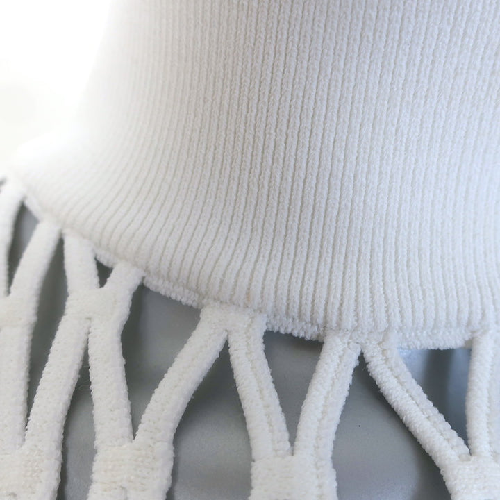 Alaia Macrame Fishnet Knit Turtleneck Top &amp; Balloon Pant Set White Size 36