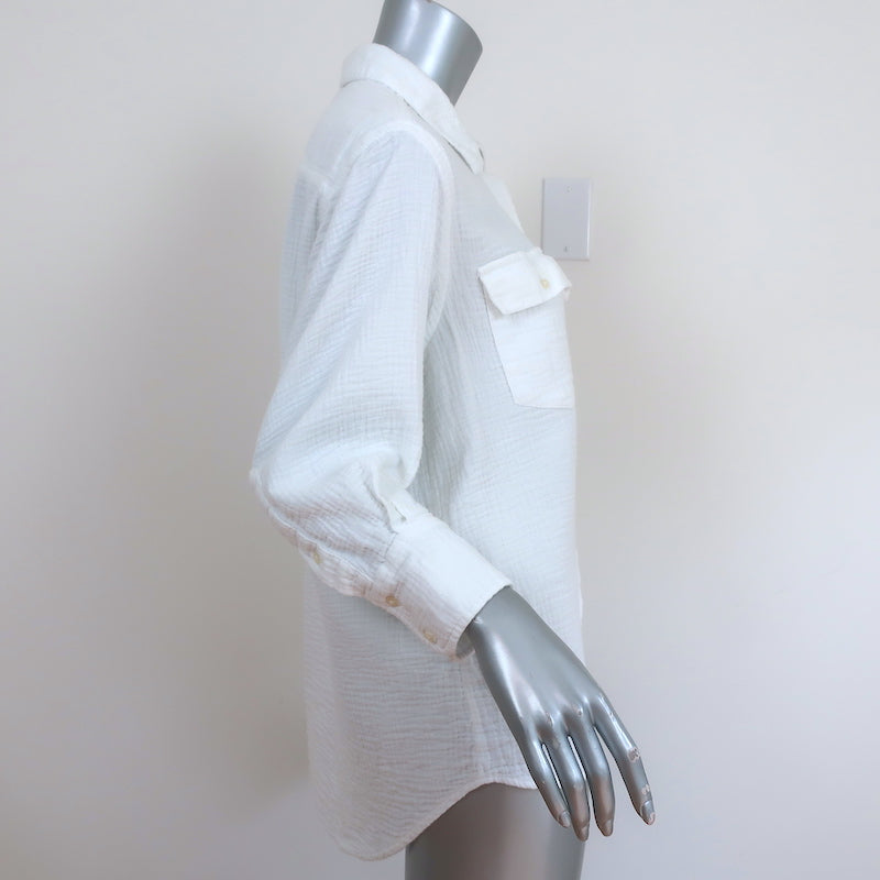 THE GREAT Gauze Rancho Top White Cotton Size 0 Button Down Shirt