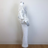 Alaia Macrame Fishnet Knit Turtleneck Top & Balloon Pant Set White Size 36