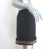 Versace Chain-Embellished Tweed Mini Skirt Black Cotton Size 42 NEW