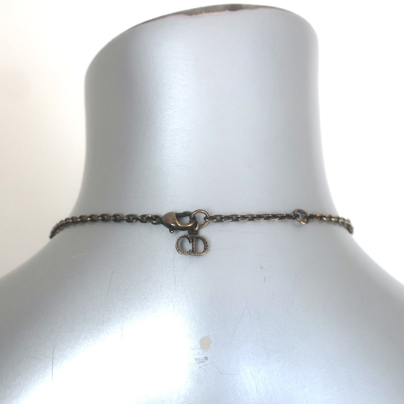 Christian Dior Bird &amp; Mirrors Charm Necklace Antiqued Brass