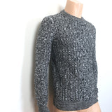 Dior Homme Marled Cable Knit Crewneck Sweater Black/White Wool Size Medium