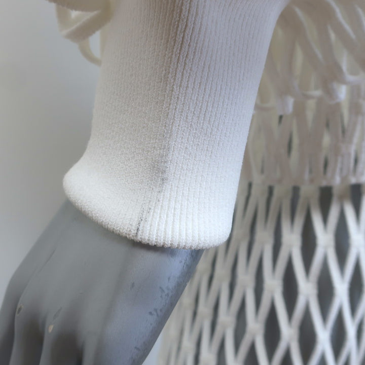 Alaia Macrame Fishnet Knit Turtleneck Top &amp; Balloon Pant Set White Size 36
