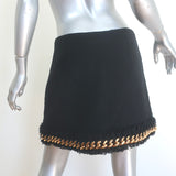 Versace Chain-Embellished Tweed Mini Skirt Black Cotton Size 42 NEW